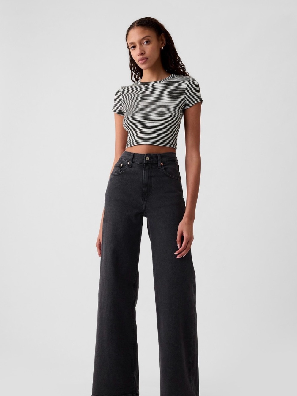 GAP Black High-Rise Stride wide leg Jeans